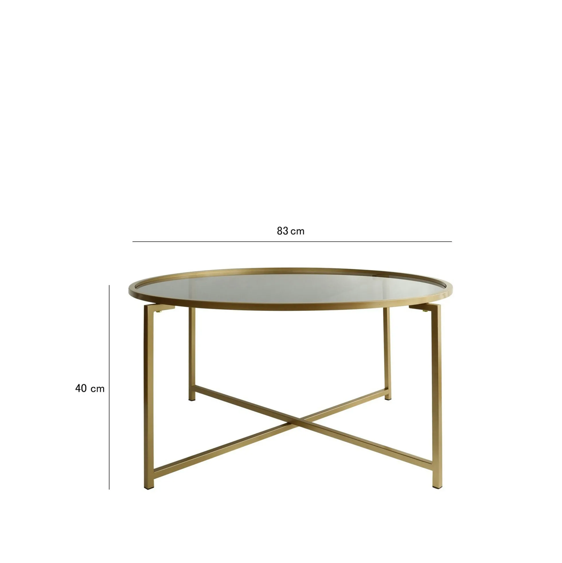 Table basse ronde design - verre fumé & métal doré TULUM