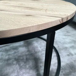 Table basse ronde diamètre 90 cm en chêne blanc PALERME