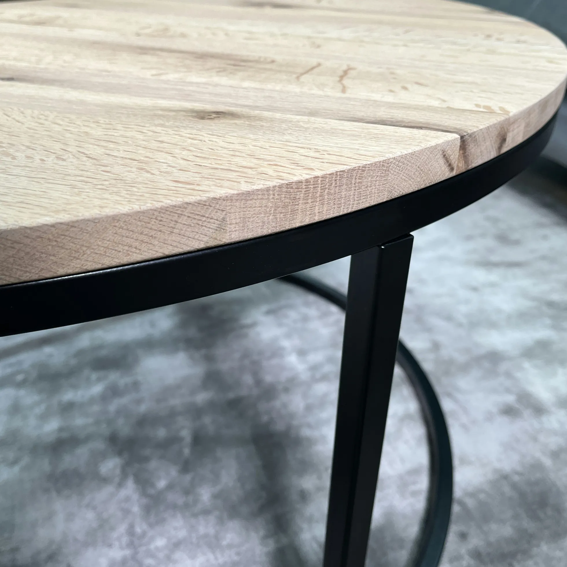 Table basse ronde diamètre 90 cm en chêne blanc PALERME