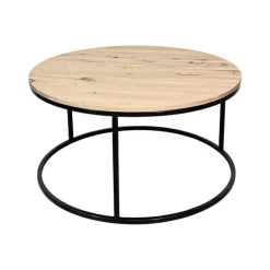 Table basse ronde diamètre 90 cm en chêne blanc PALERME