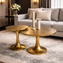 Table basse ronde dorée en aluminium Ø45 cm KANO