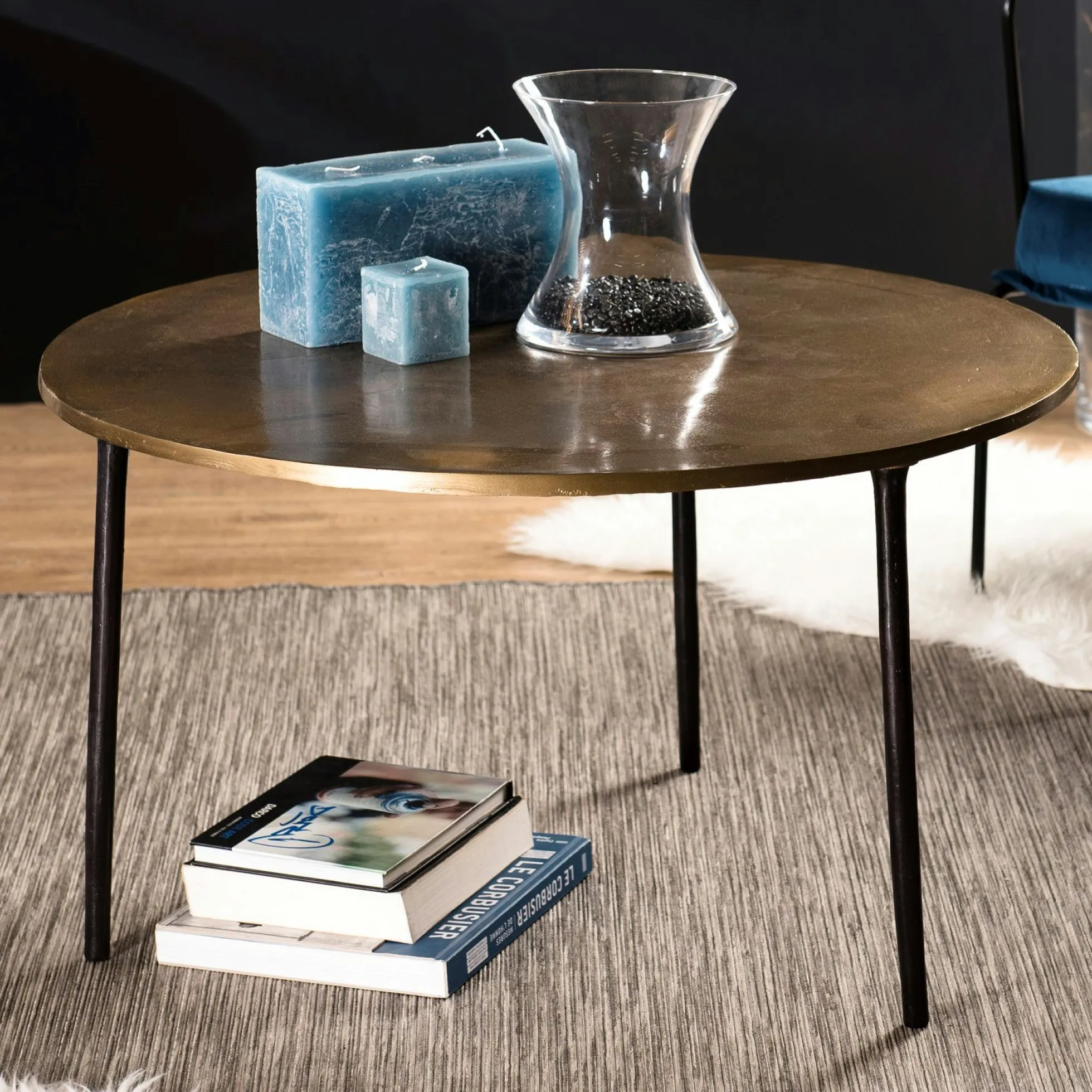 Table basse ronde dorée ZALA