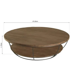 Table basse ronde double plateau métal noir D 120 cm SWING