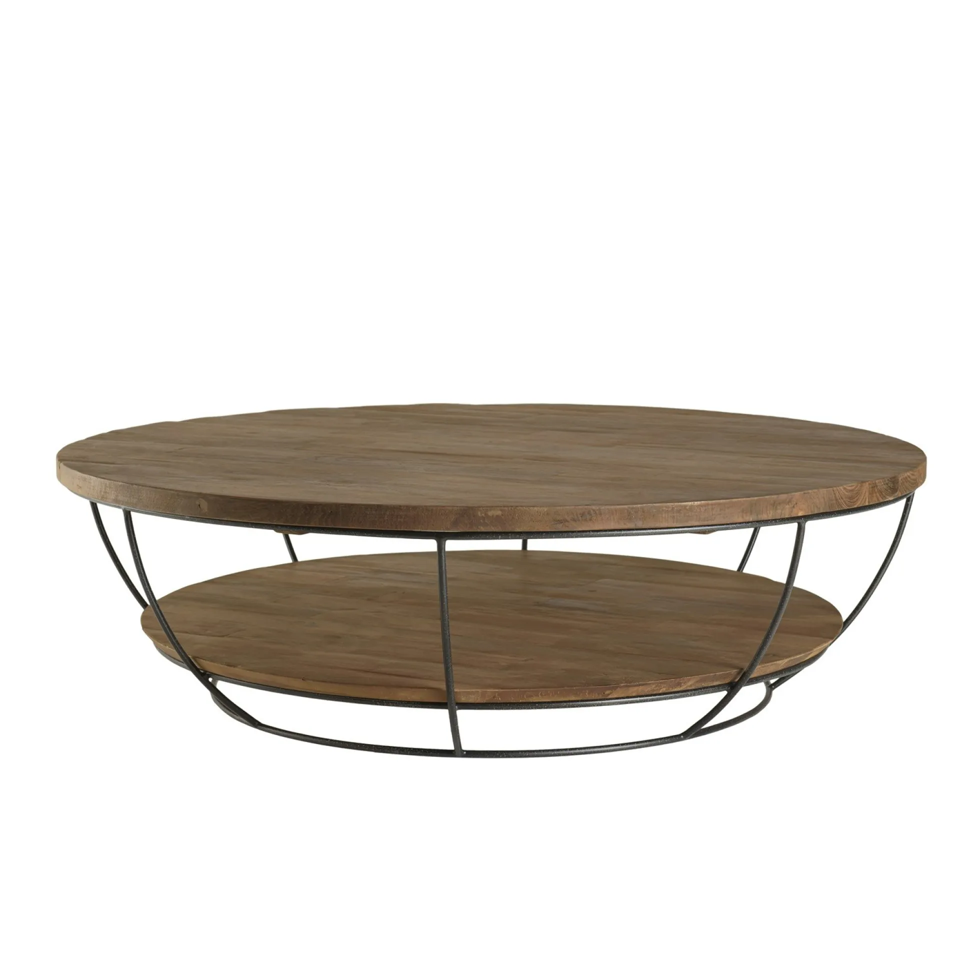Table basse ronde double plateau métal noir D 120 cm SWING