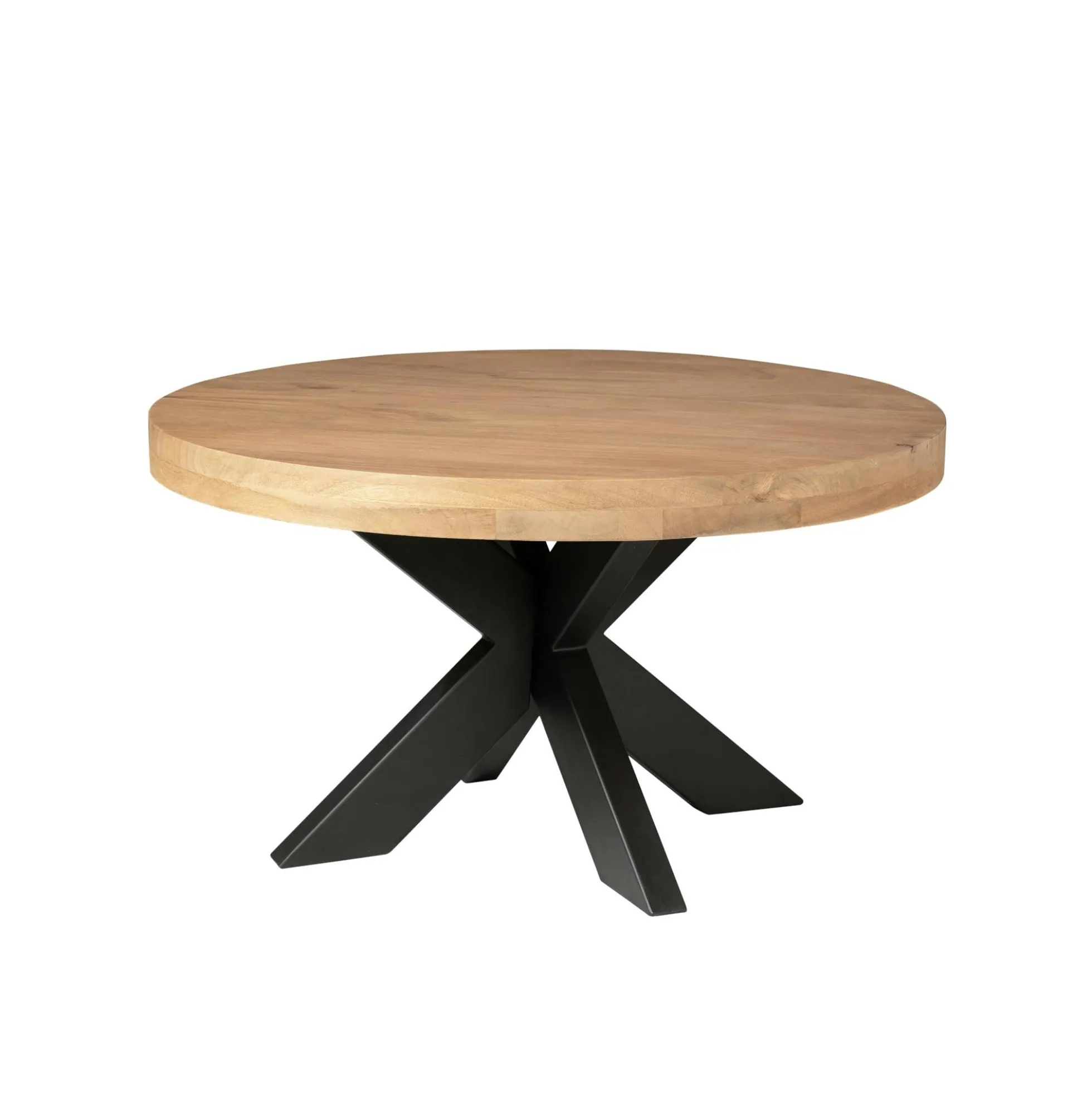 Table basse ronde en bois clair à pied croisé RIVANO