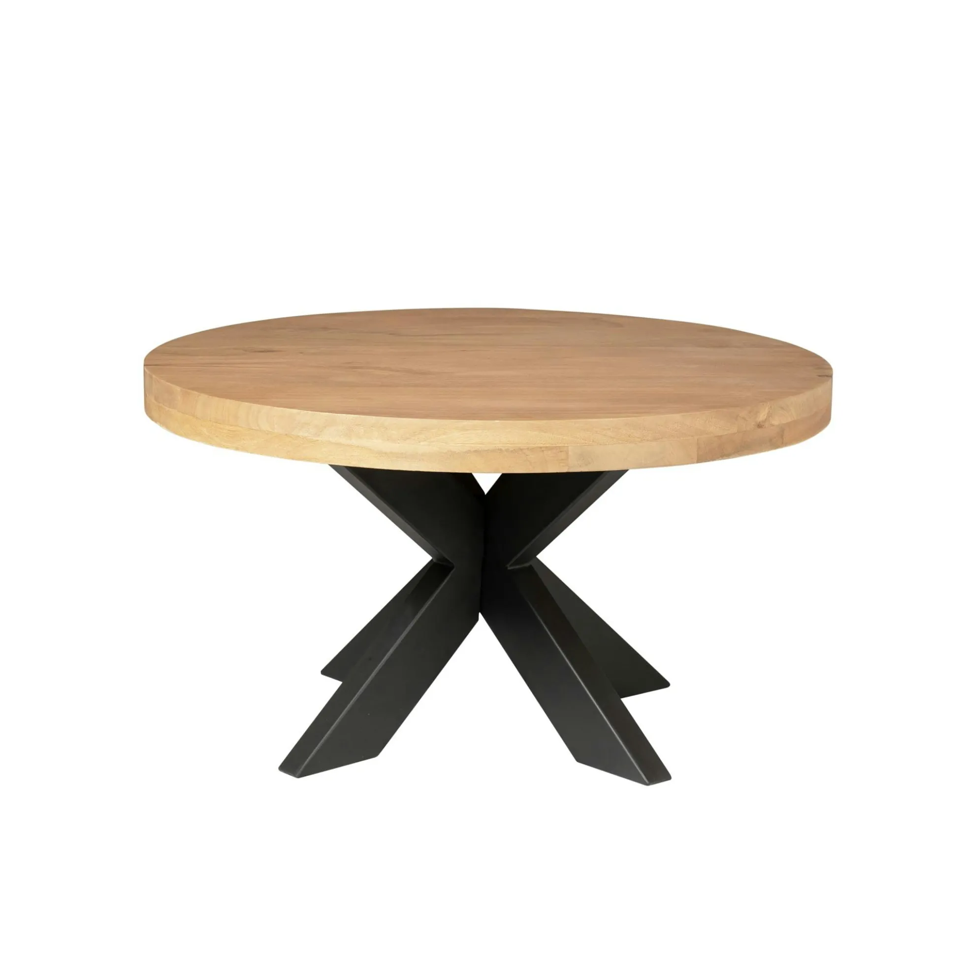 Table basse ronde en bois clair à pied croisé RIVANO