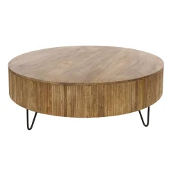 Table basse ronde en bois de manguier strié Ø120 cm CREEK