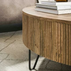 Table basse ronde en bois de manguier strié Ø120 cm CREEK