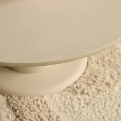 Table basse ronde en bois sable à pied central ALMA