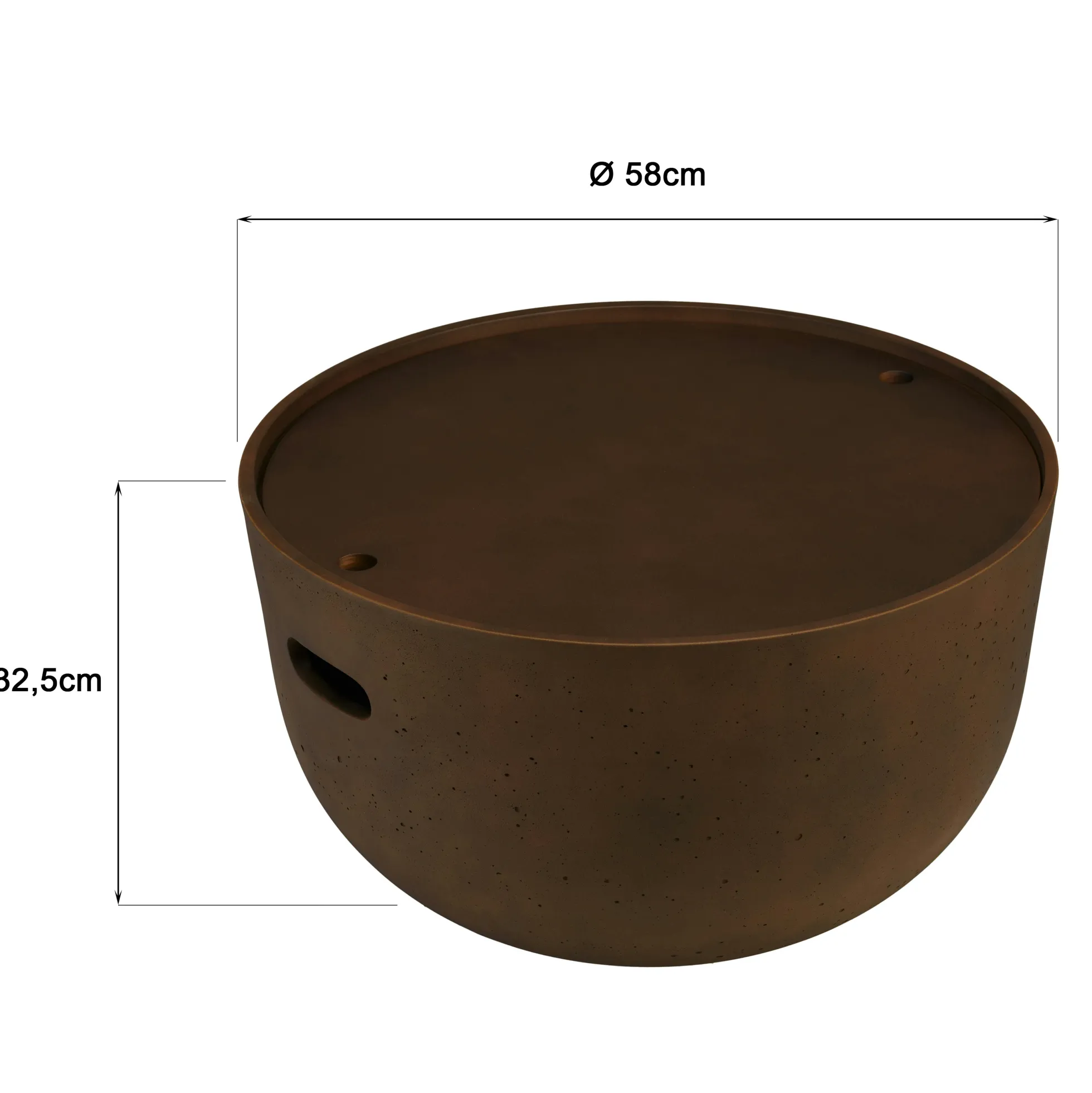 Table basse ronde en béton marron D58cm CALVI