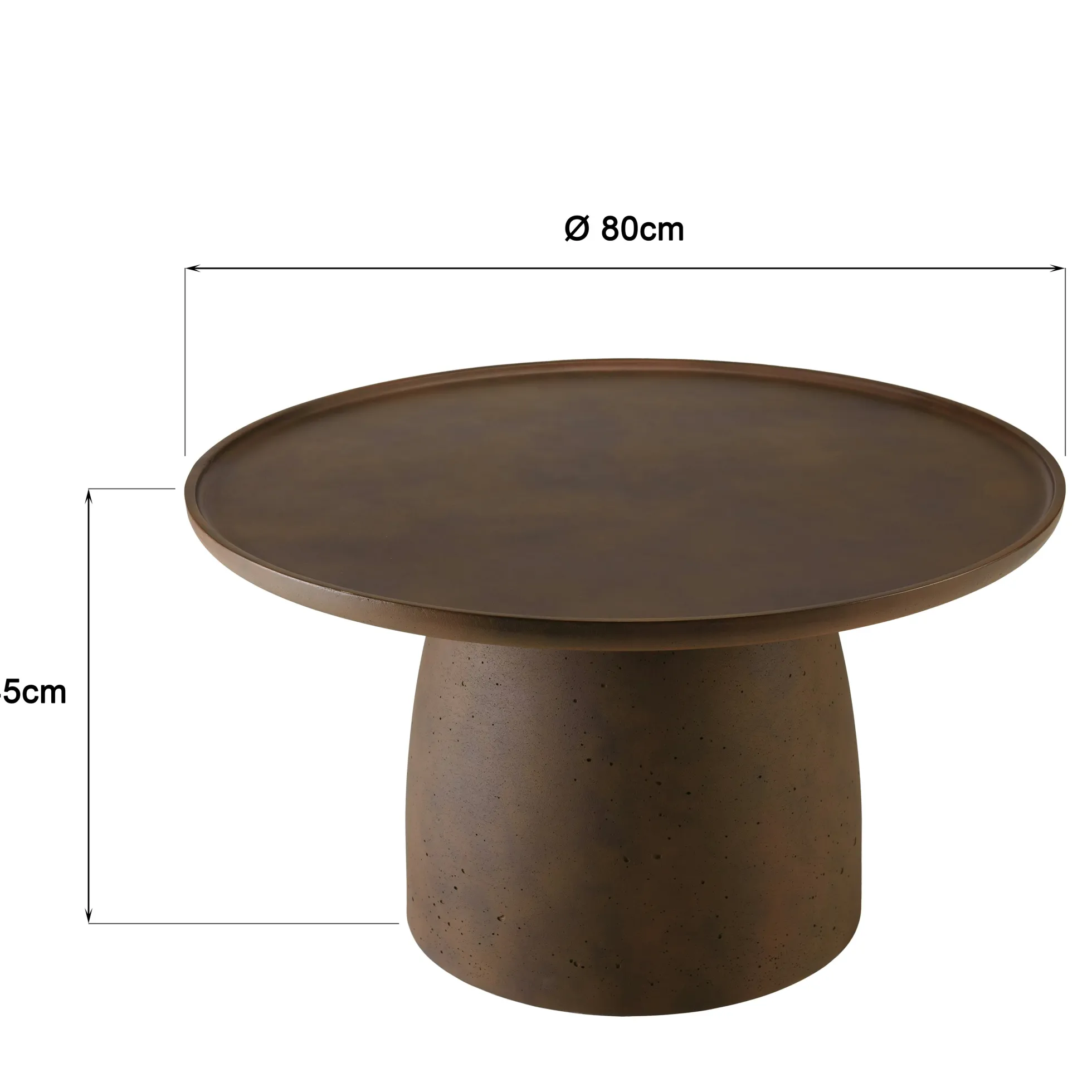 Table basse ronde en béton marron D80cm CALVI