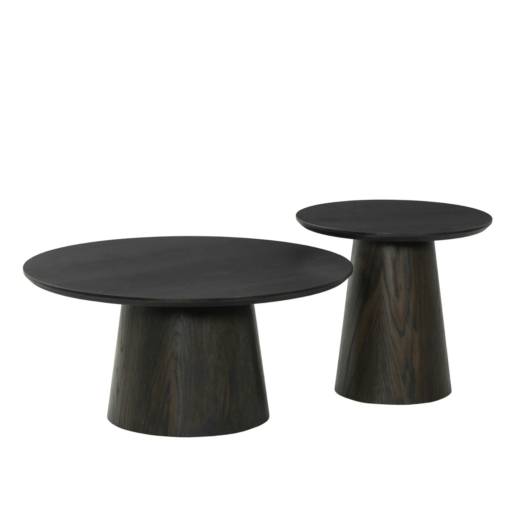 Table basse ronde en chêne brun LOREN