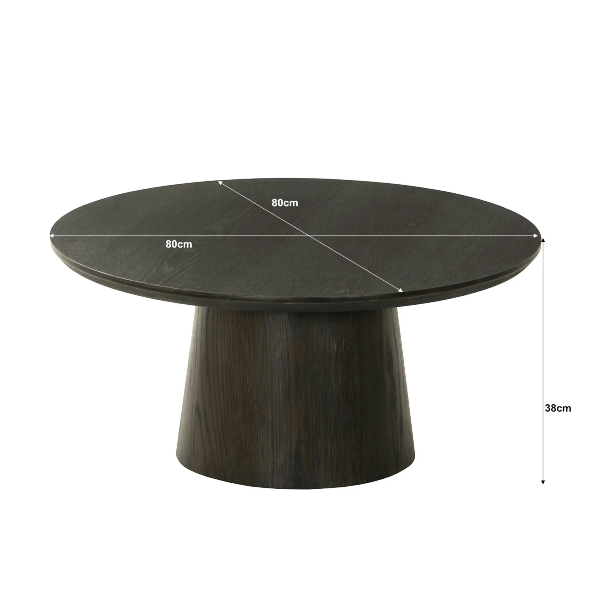 Table basse ronde en chêne brun LOREN