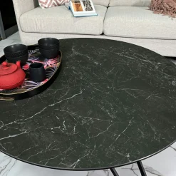 Table basse ronde en céramique marbrée anthracite LOMBARDIE