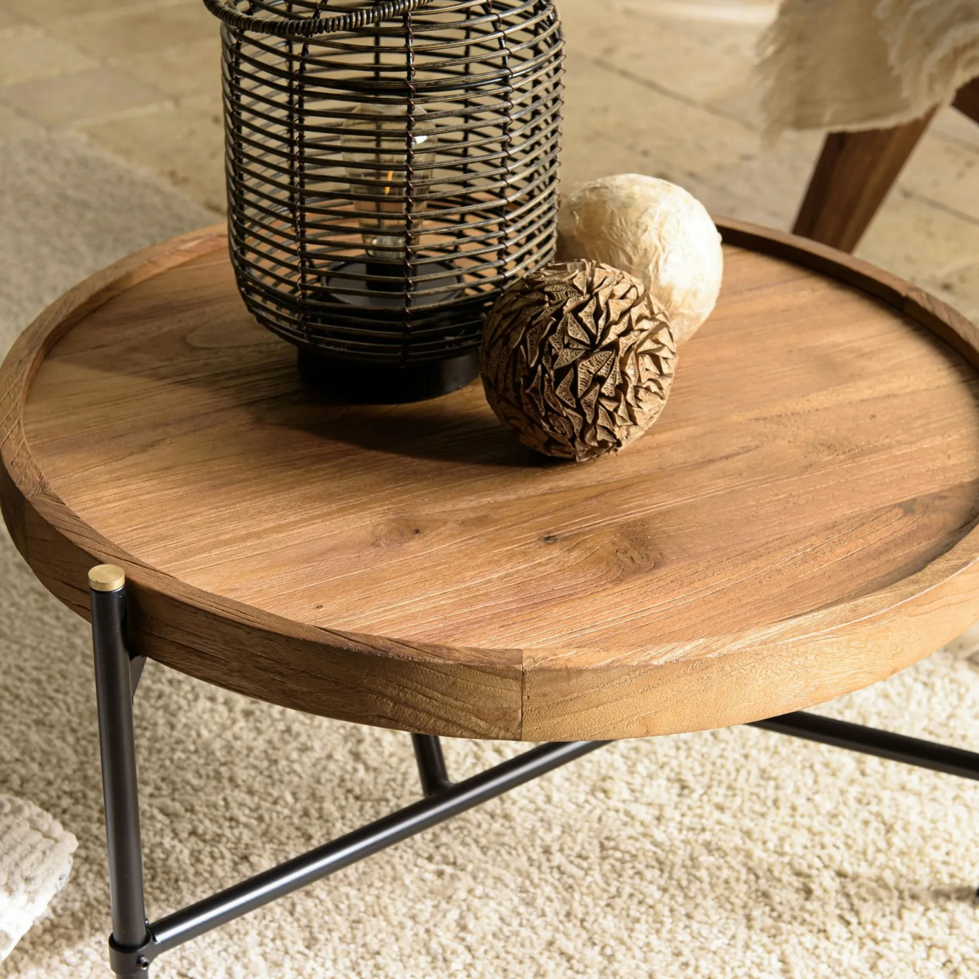 Table basse ronde en teck 56,5 cm SWING