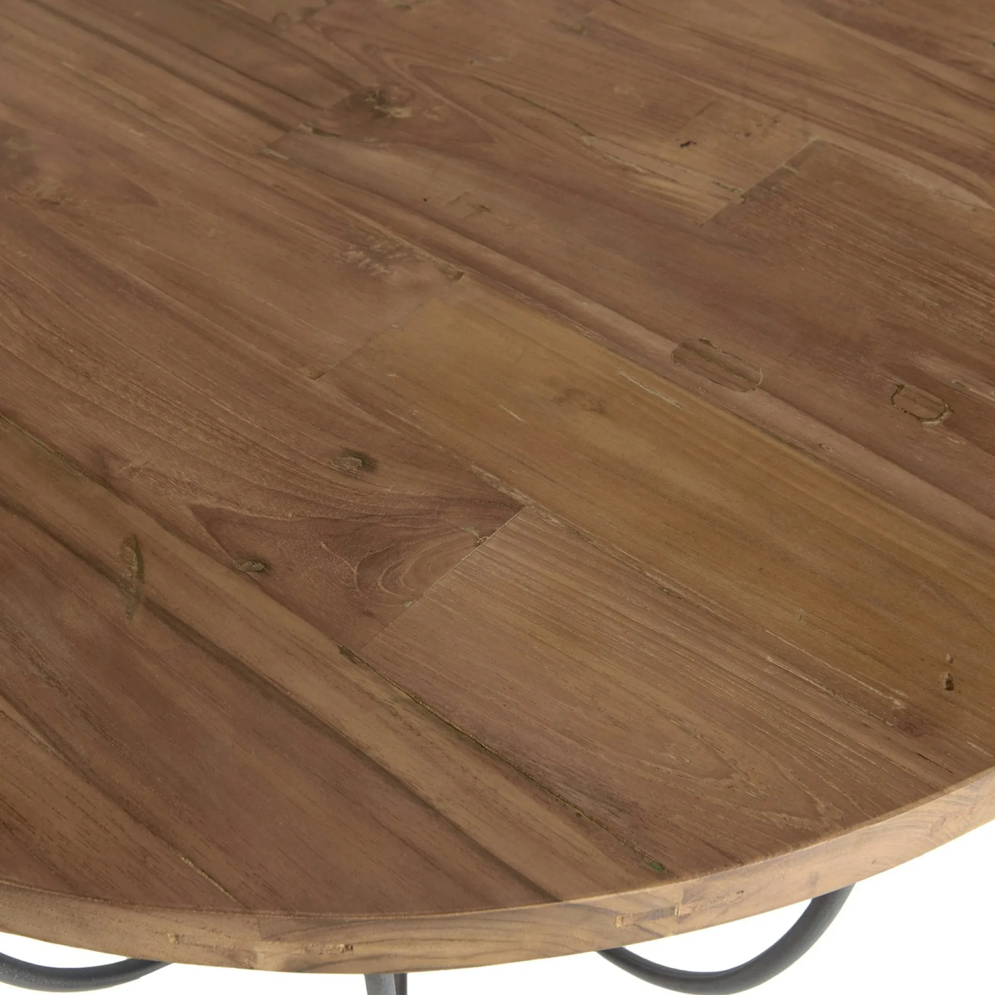 Table basse ronde en teck recyclé et métal D80cm SWING