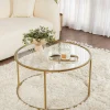 Table basse ronde en verre – cadre doré ⌀80 cm TULUM