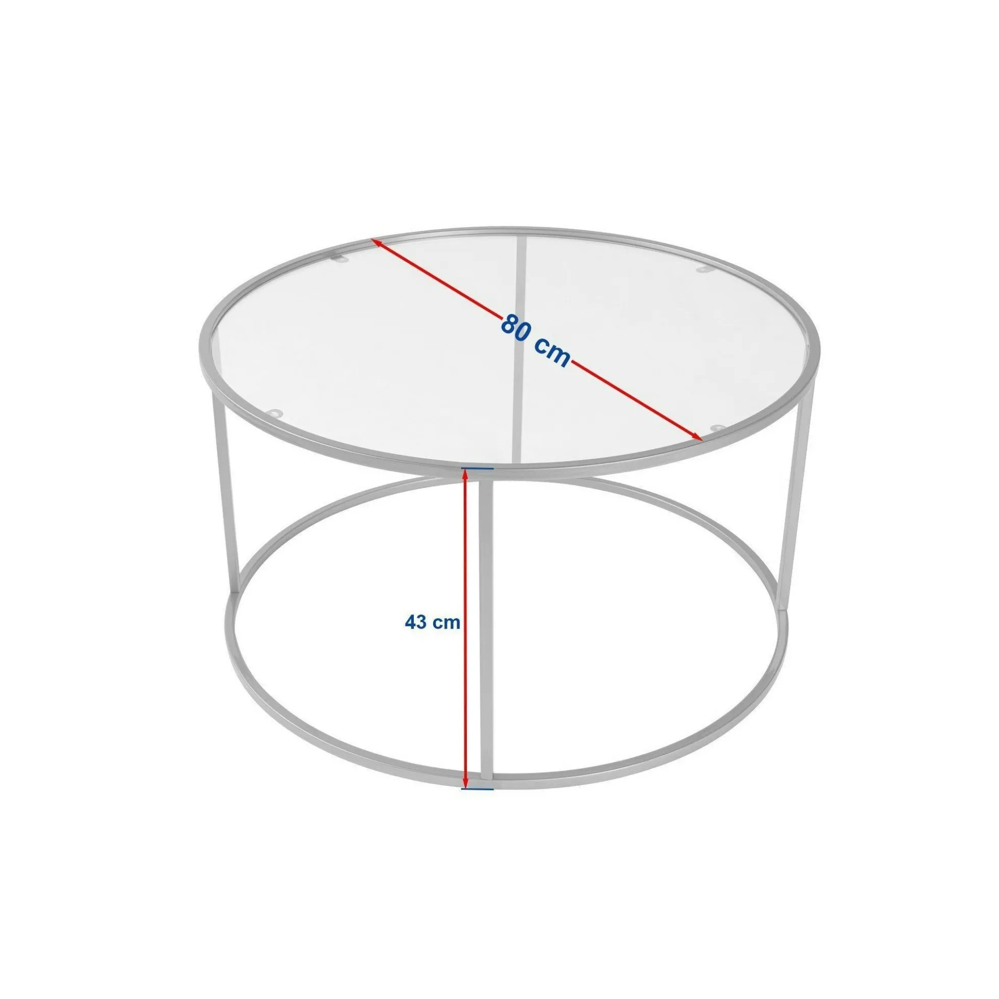 Table basse ronde en verre – cadre doré ⌀80 cm TULUM