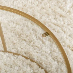Table basse ronde en verre – cadre doré ⌀80 cm TULUM