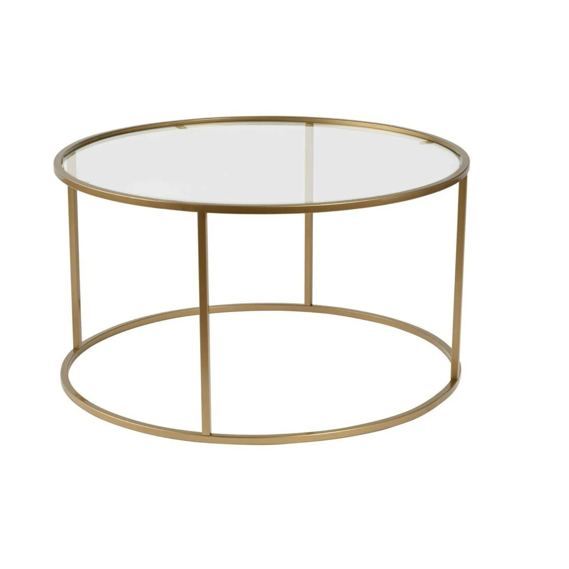 Table basse ronde en verre – cadre doré ⌀80 cm TULUM