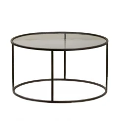Table basse ronde en verre – cadre noir ⌀80 cm TULUM