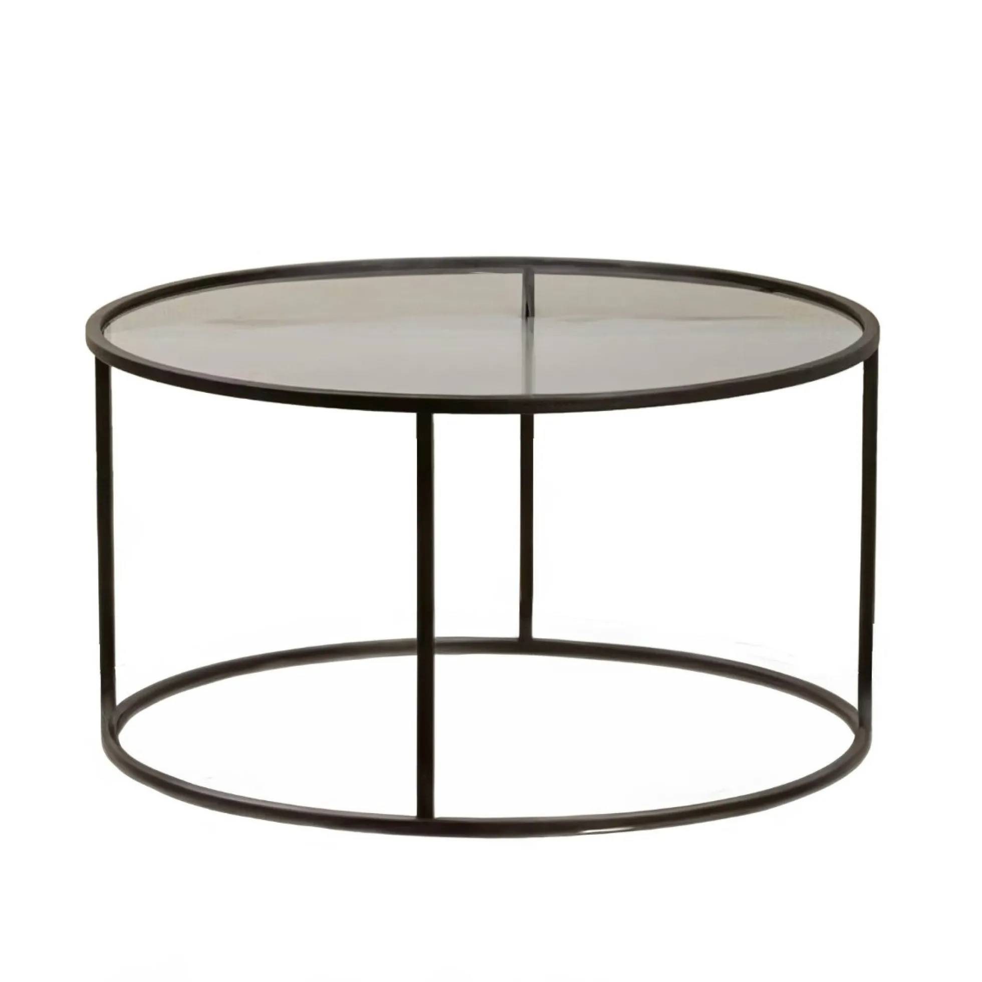Table basse ronde en verre – cadre noir ⌀80 cm TULUM