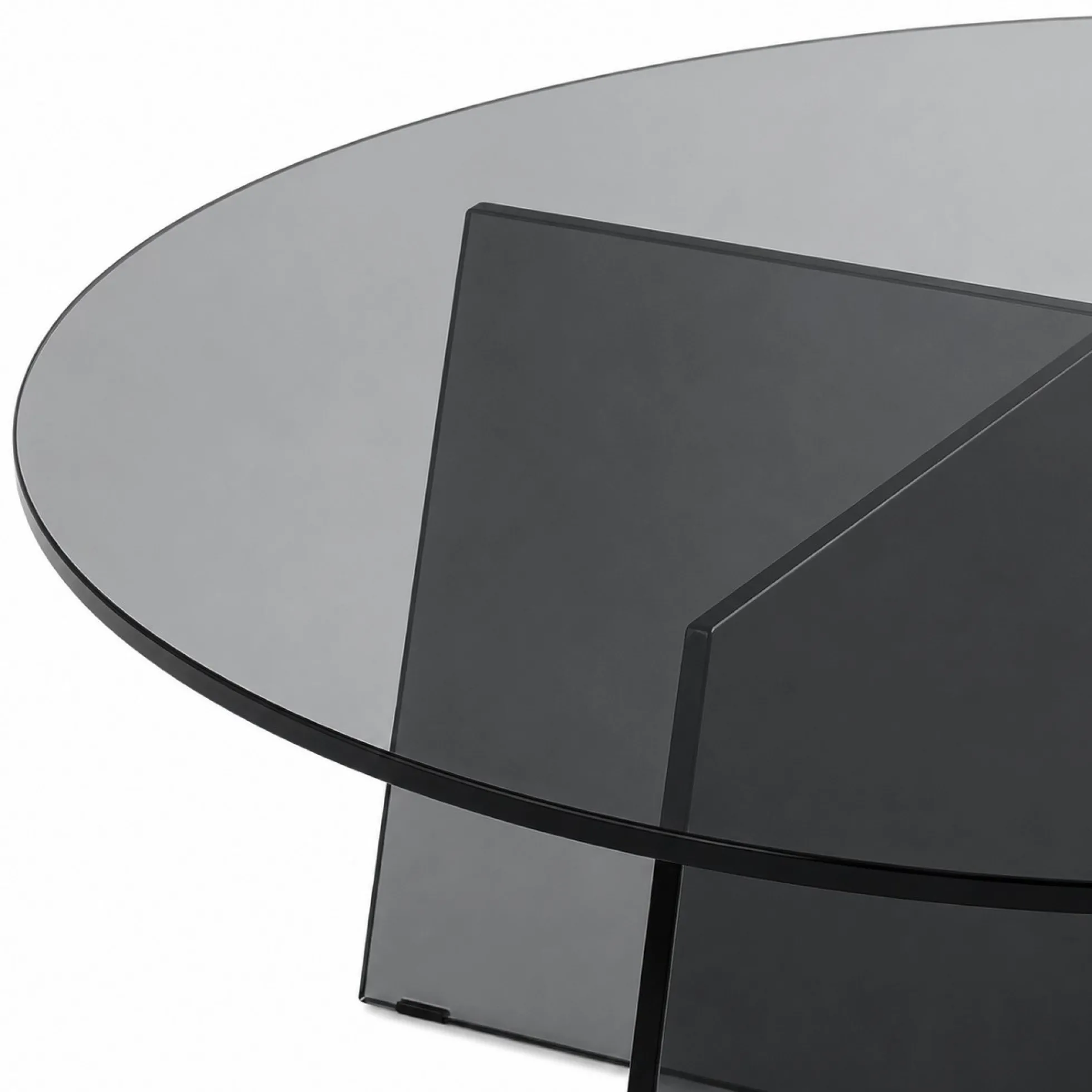 Table basse ronde en verre fumé noir VETRO