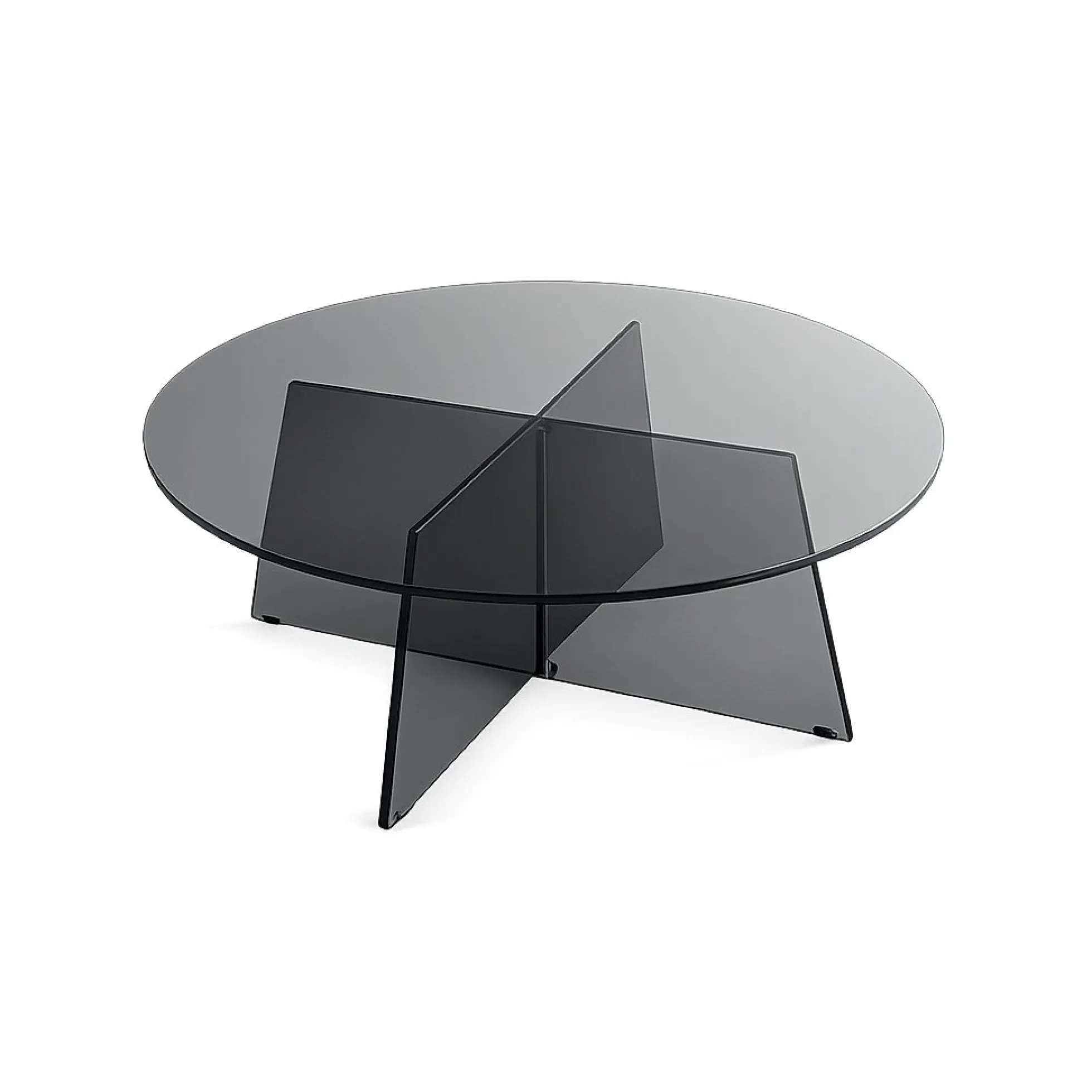 Table basse ronde en verre fumé noir VETRO