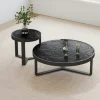 Table basse ronde en verre noir ondulé (lot de 2) LIGURIE