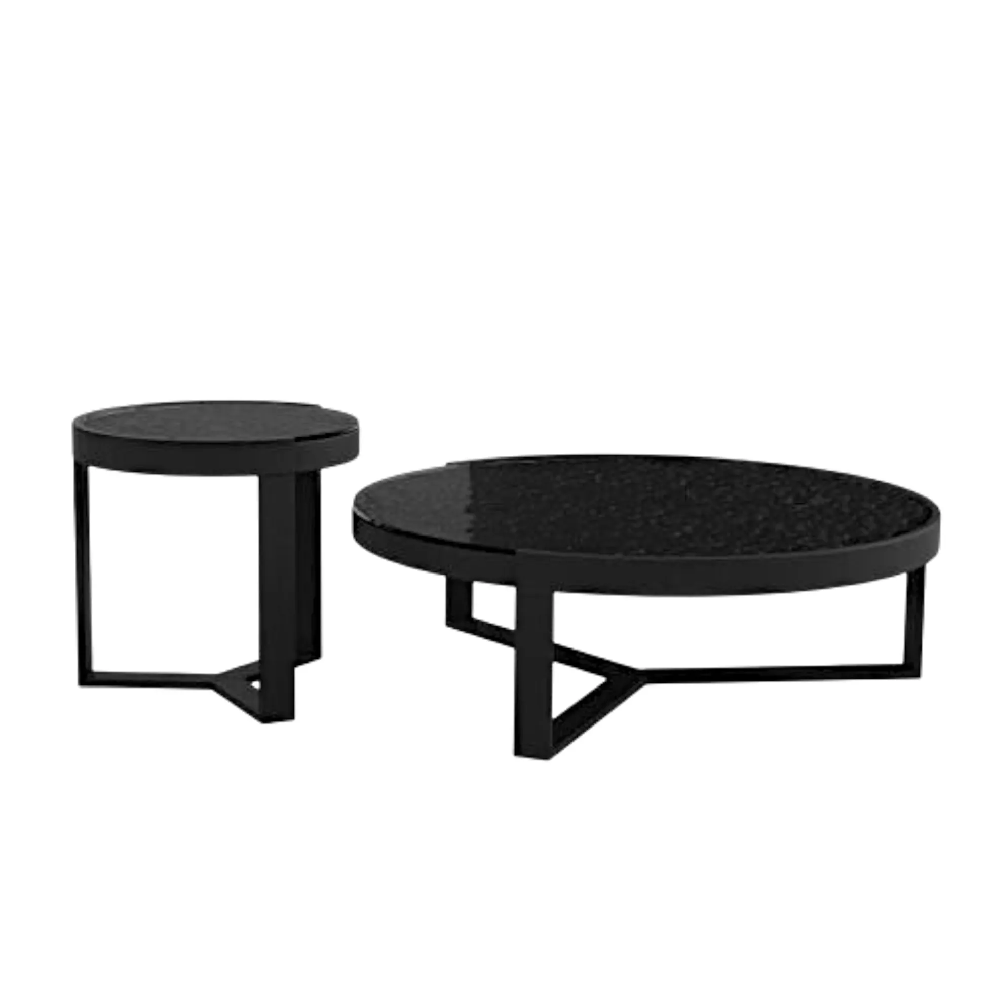 Table basse ronde en verre noir ondulé (lot de 2) LIGURIE