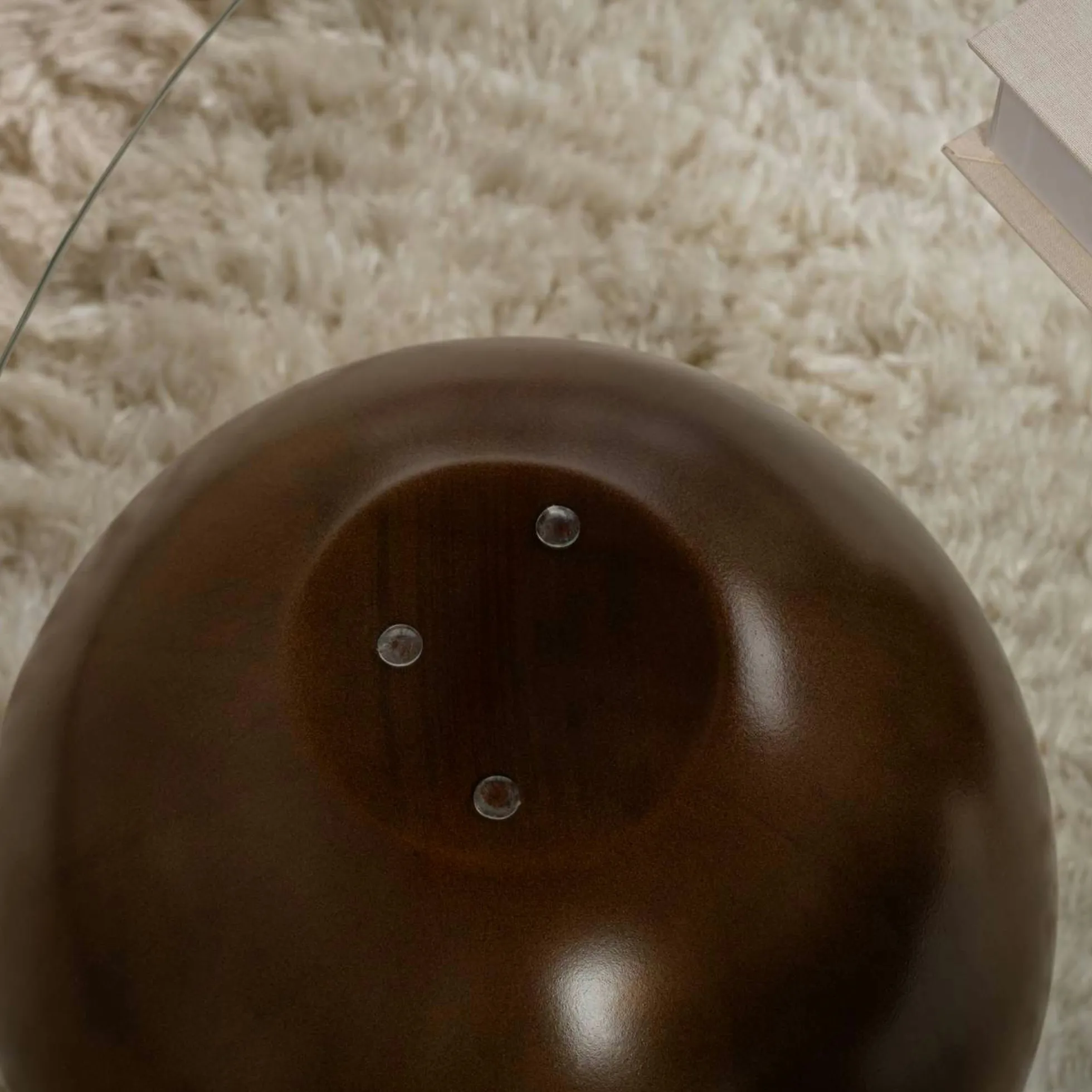 Table basse ronde en verre 3 pieds boule KOCHI