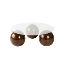 Table basse ronde en verre 3 pieds boule KOCHI
