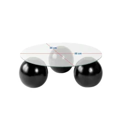 Table basse ronde en verre 3 pieds boule KOCHI