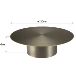 Table basse ronde métal argenté bord doré D120 cm ZALA