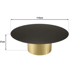 Table basse ronde métal noir pied central doré ZALA