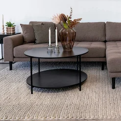 Table basse ronde noire double plateau VARDE
