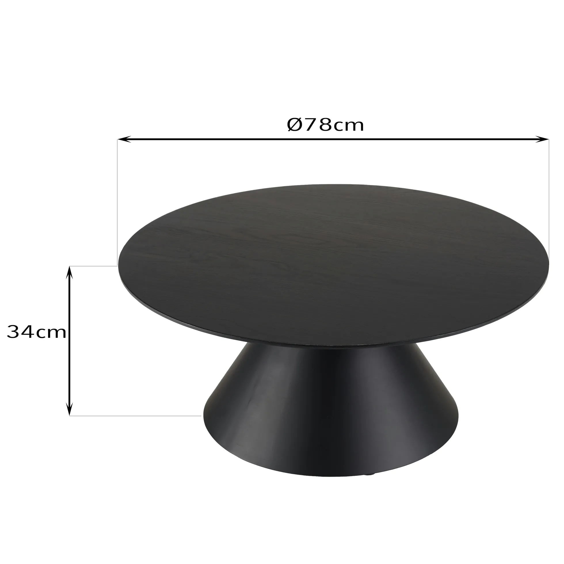 Table basse ronde pied cône bois et métal 78 cm CORUMBA