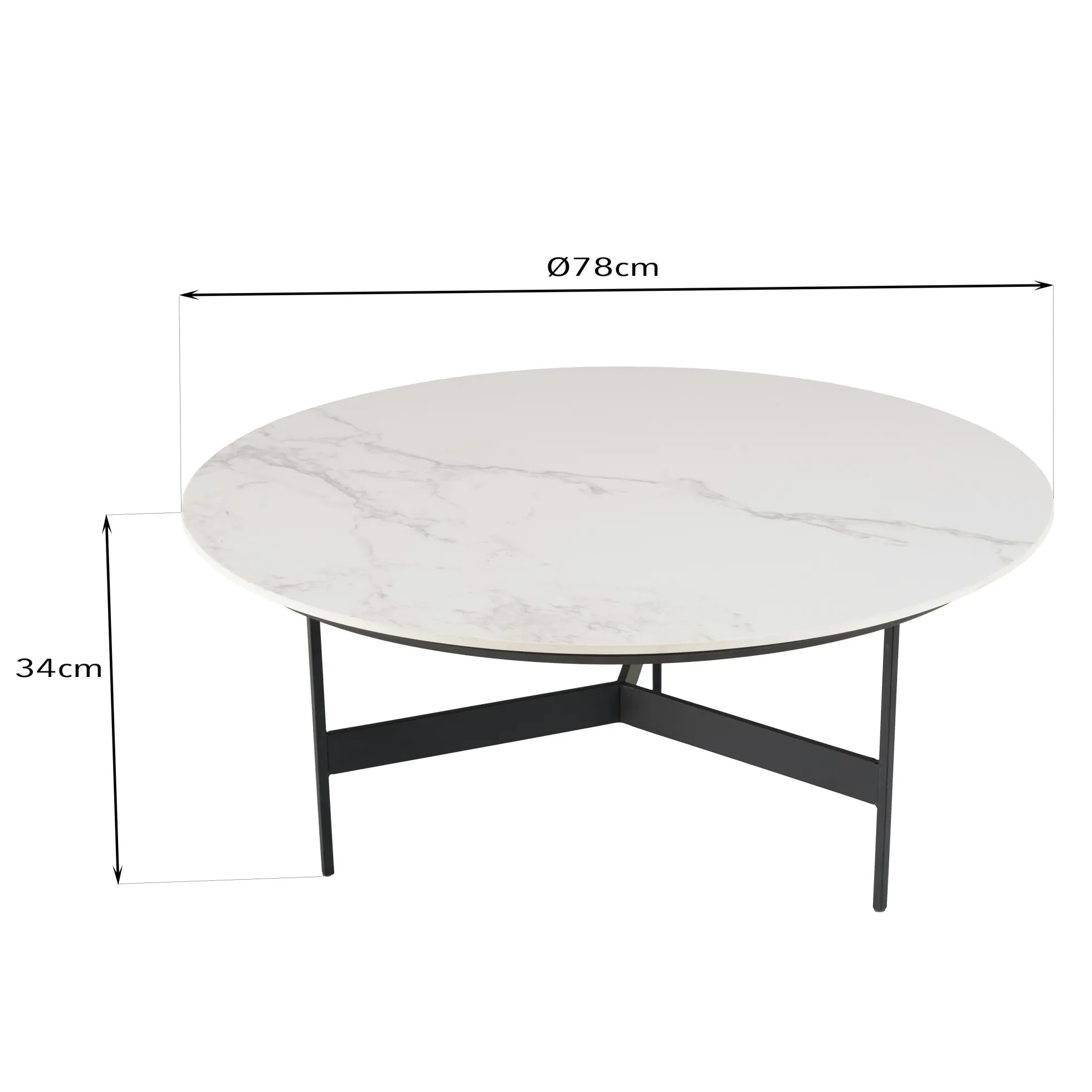 Table basse ronde plateau blanc pierre marbrée CORUMBA