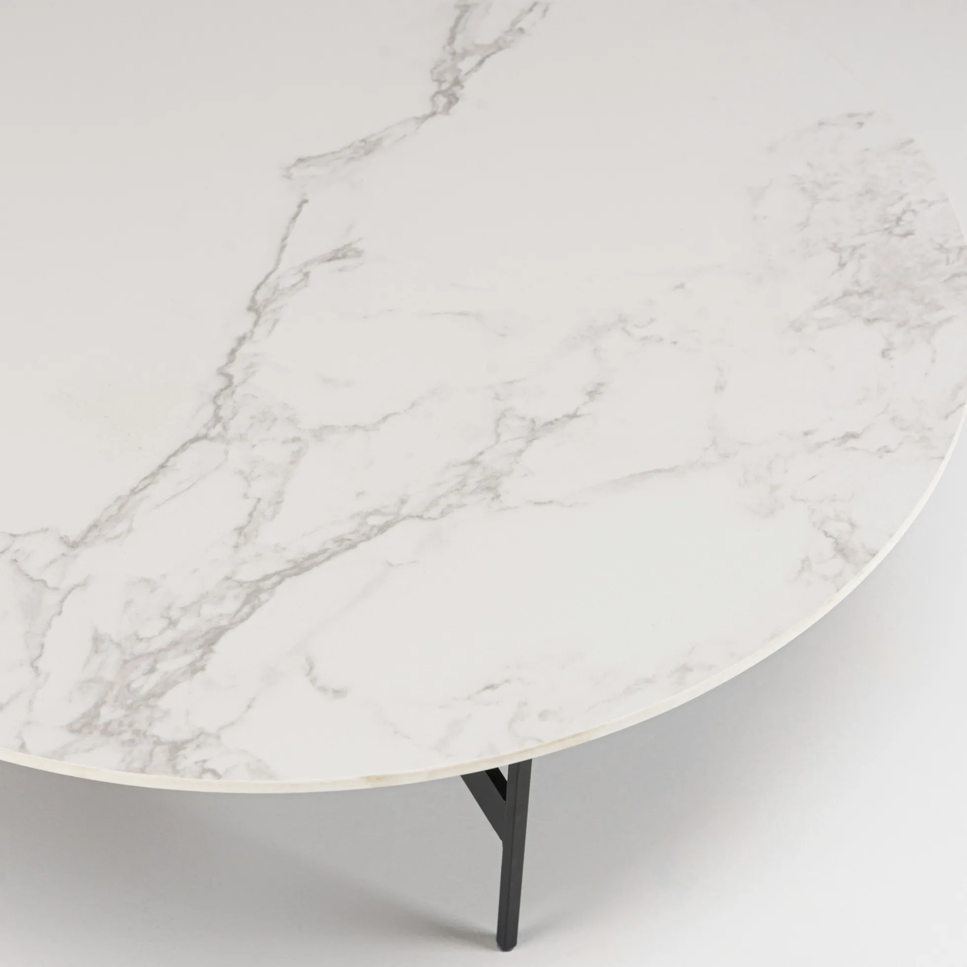 Table basse ronde plateau blanc pierre marbrée CORUMBA