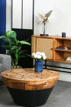 Table basse ronde racine de teck métal CANADA