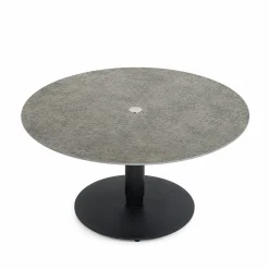 Table basse ronde relevable céramique effet métal LUGANO