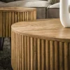 Table basse ronde striée en bois de manguier (lot de 2) CREEK