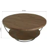 Table basse ronde teck recyclé et métal double plateau D80cm SWING