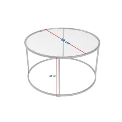 Table basse ronde verre fumé – cadre noir ⌀80 cm TULUM