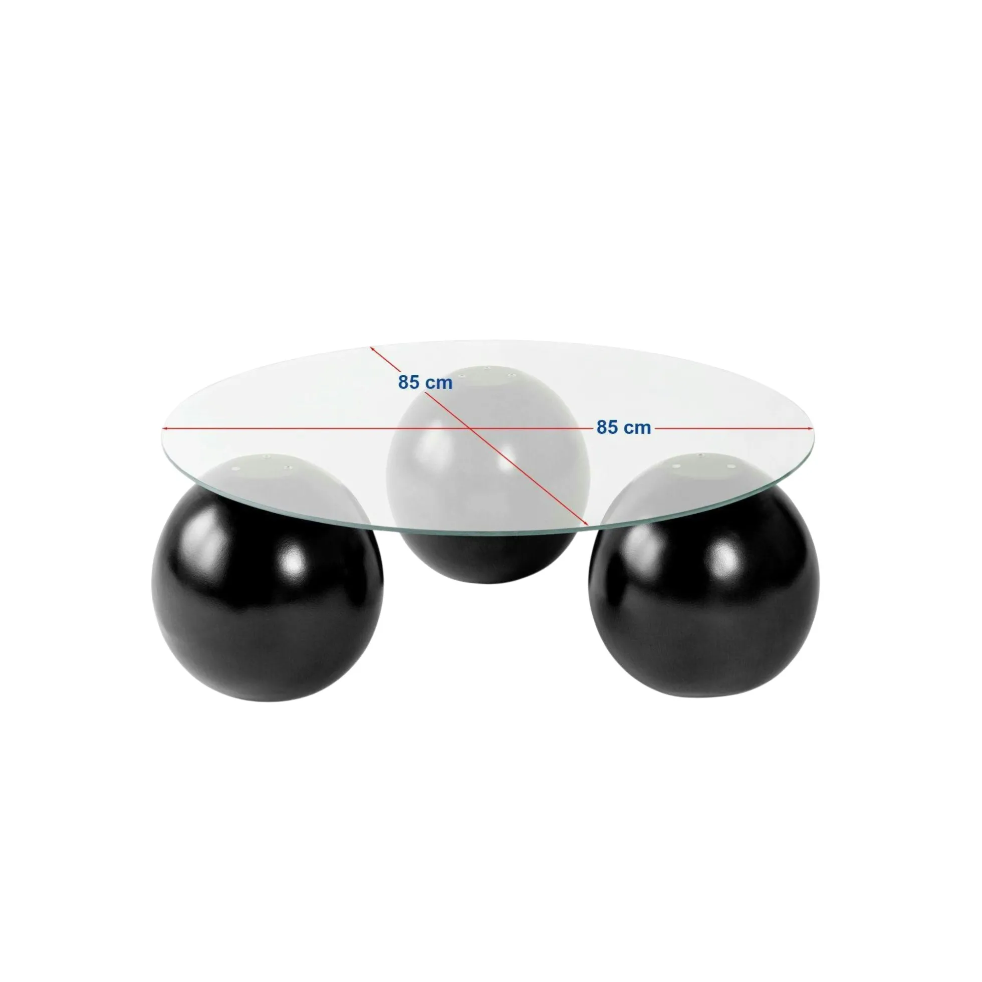 Table basse ronde verre fumé 3 pieds boule KOCHI