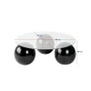 Table basse ronde verre fumé - 3 pieds boules noirs KOCHI