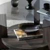 Table basse ronde verre fumé - 2 plateaux anthracite ANZIO