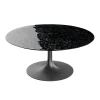 Table basse ronde verre ondulé noir, pied tulipe LIGURIE