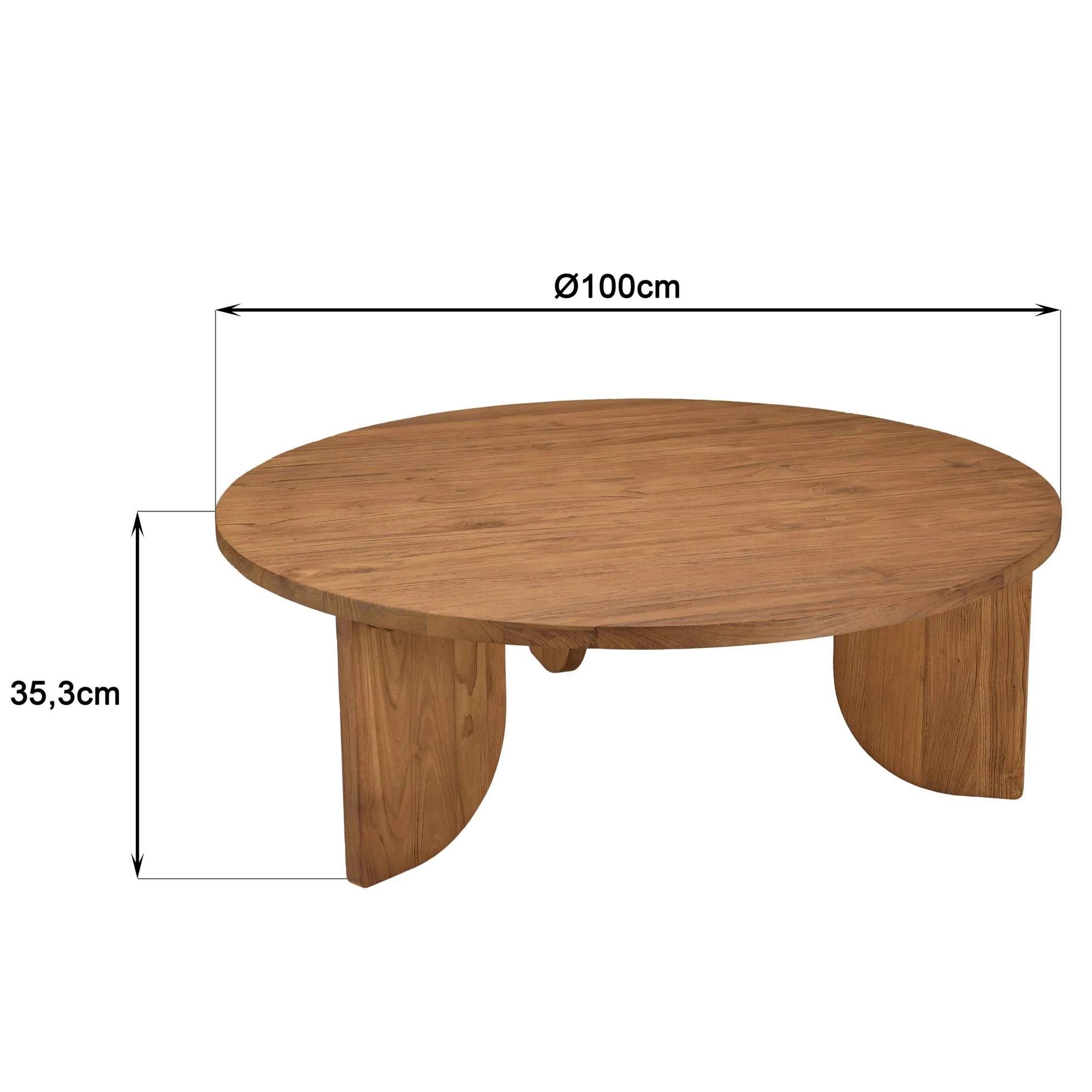 Table basse ronde 100x100cm en bois de teck recyclé SWING