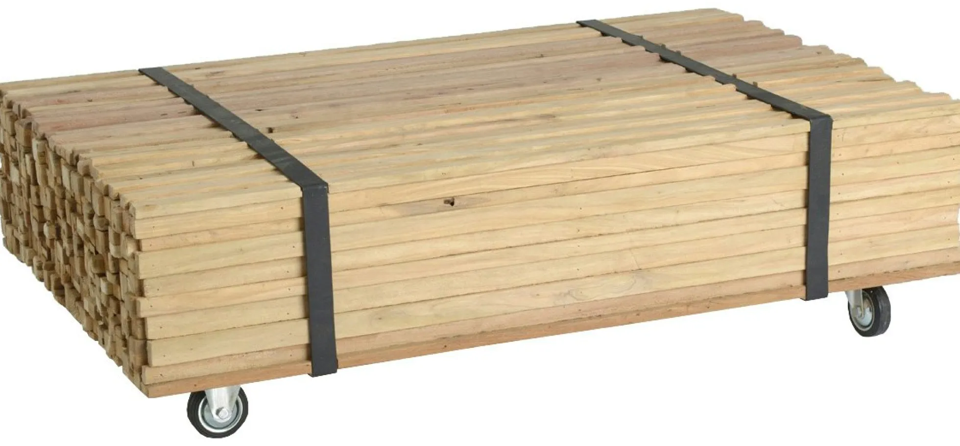 Table basse à roulettes en bois recyclé naturel 110x70x33cm